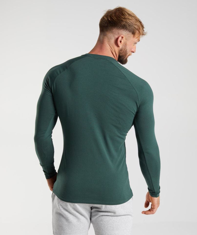 Men's Gymshark Apollo Long Sleeve T-Shirts Green | NZ 9MSJWQ